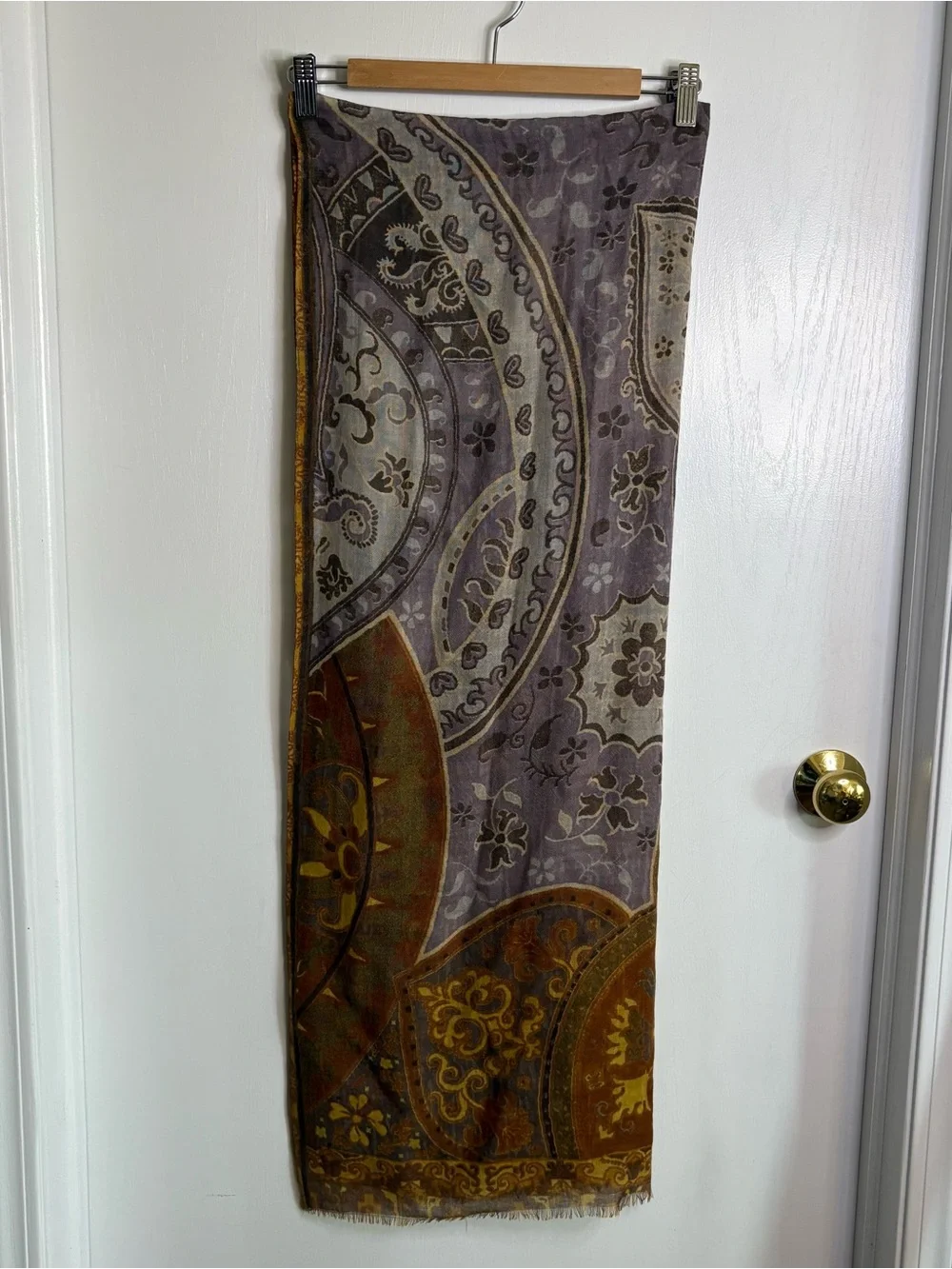 Paisley-Pattern Decorative Curtain Panel in Lavender and Mustard